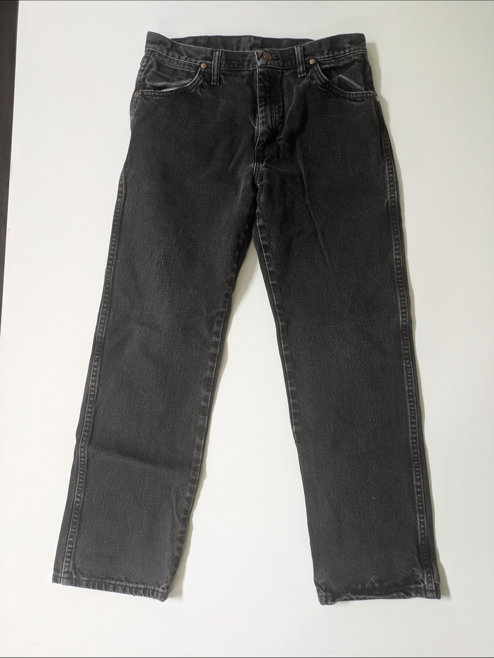 Retro Wrangler Mens Thick Black Denim Jeans 32X30 100% Cotton Classic Fit
